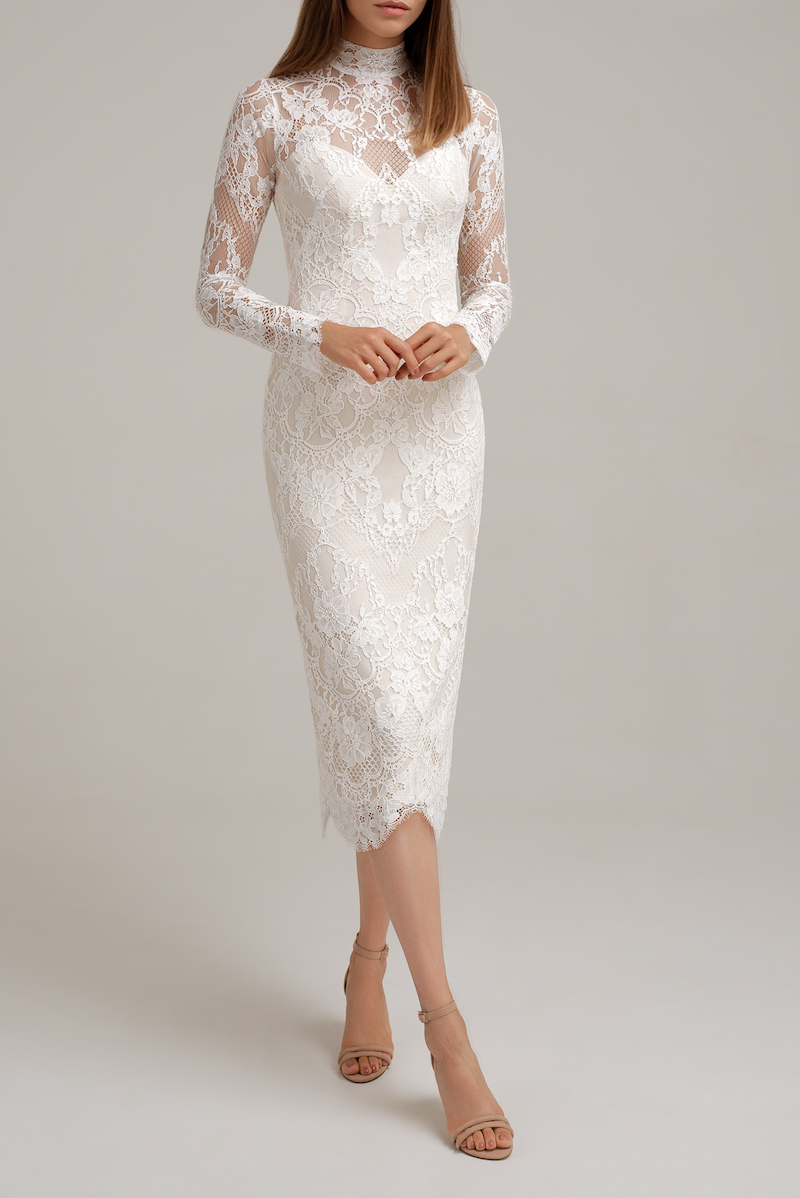 long sleeve white lace dress